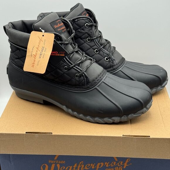 Weatherproof Vintage Aidan Quilted Black Duck Boots Thermolite Insulation 11 M - Picture 1 of 14